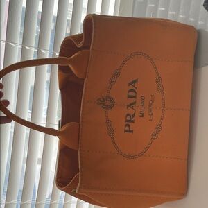 Prada Vibrant Orange Tote Bag
